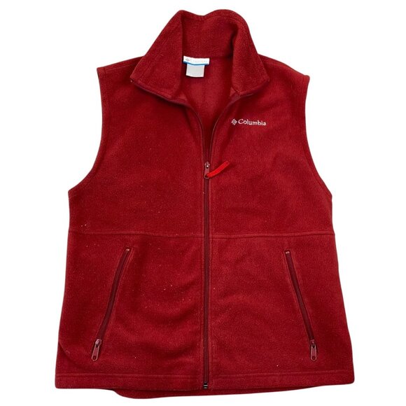Columbia Women's Vest Small with Pockets Red Fleece Zip-Up - Picture 1 of 13